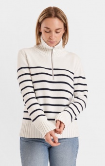 Boomerang Halfzip Striped Sweater offwhite