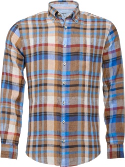 Fynch Hatton Premium Linen Checks Blue-camel Check
