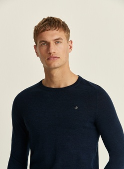 Morris Merino Cable Oneck Blue