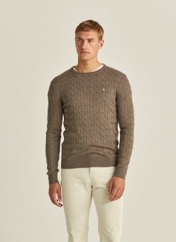 Morris Merino Cable Oneck Brown