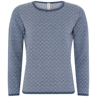 Skovhuus Jacuard O-neck pullover Blue Mel.