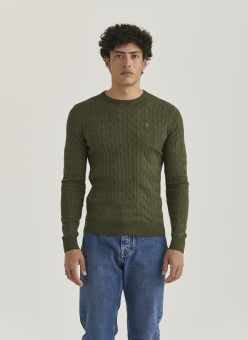 Morris Merino Cable Oneck Olive