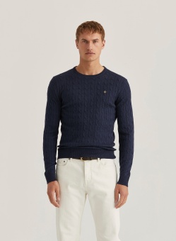 Morris Merino Cable Oneck Blue