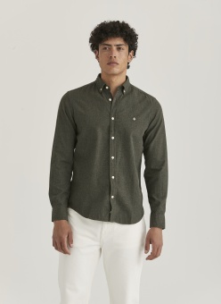 Morris Watts Flannel Shirt - Slim Fit Olive