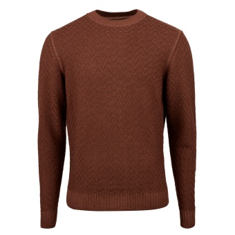 Stenströms Brown Textured Merino Crew Neck