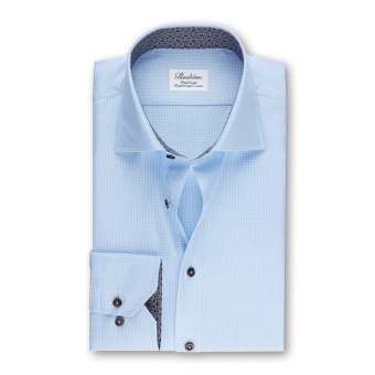 Stenströms Blue Fitted Body Shirt w. Contrast