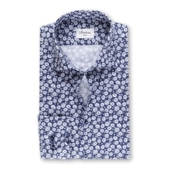 Stenströms Navy Floral Slimline Shirt
