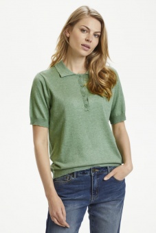 Culture Annemarie SS Polo Hedge Green Mel.