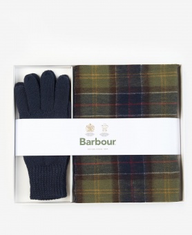Barbour wool tartan scarf & glove set