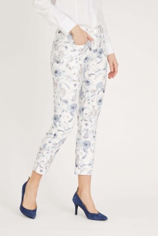 Laurie Laura Slim Crop Faded Blue Flower
