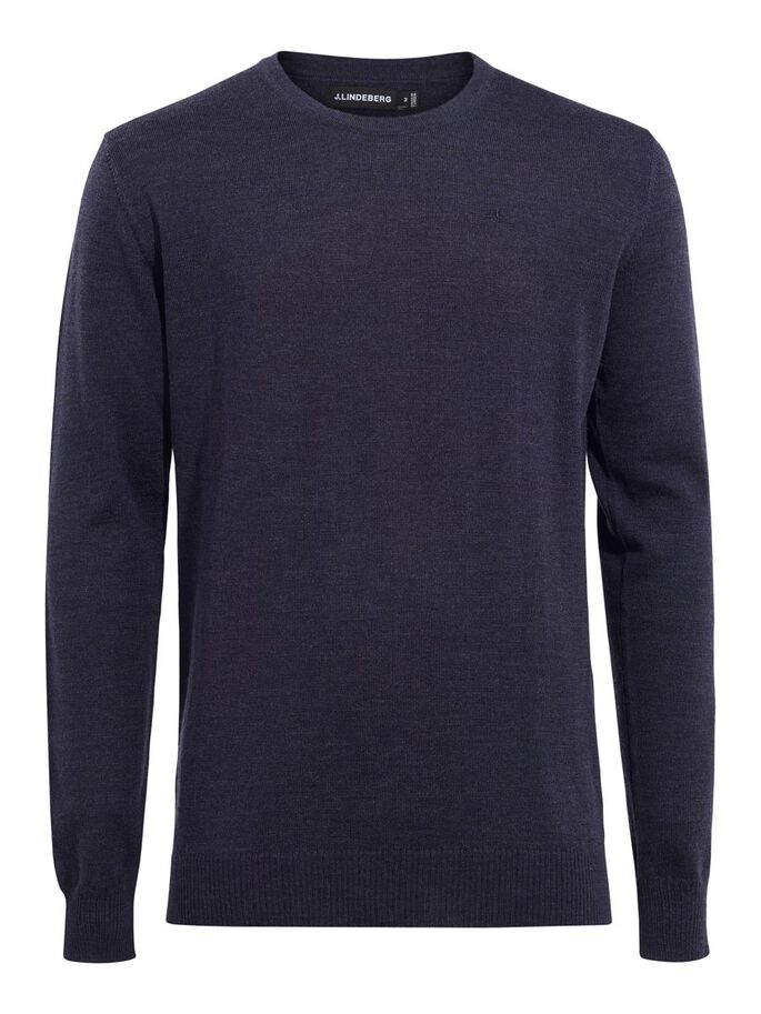 blue round neck sweater
