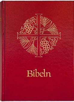 Bibel, rött hårdband, två märkband