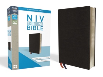 NIV, Thinline Bible, Bonded Leather, Black, Red Letter Edition