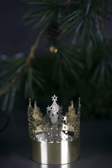 Mini ljuslykta - julgran, guld