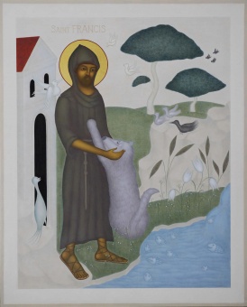 Helige Franciskus, Ikontryck 40x34cm