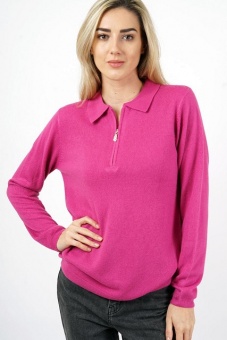 Pullover Polo Zip pink