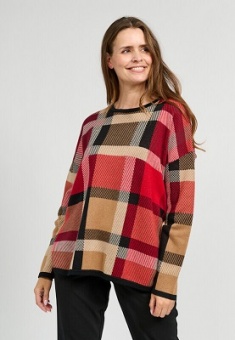 Pullover rutig berry red