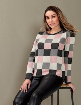Jumper Checked grey/old rose