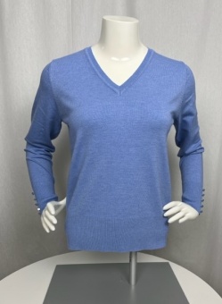 Pullover v-hals light royal blue/cream