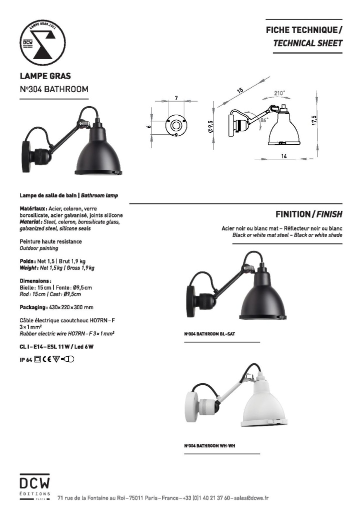 304 badrum vägglampa svart/svart