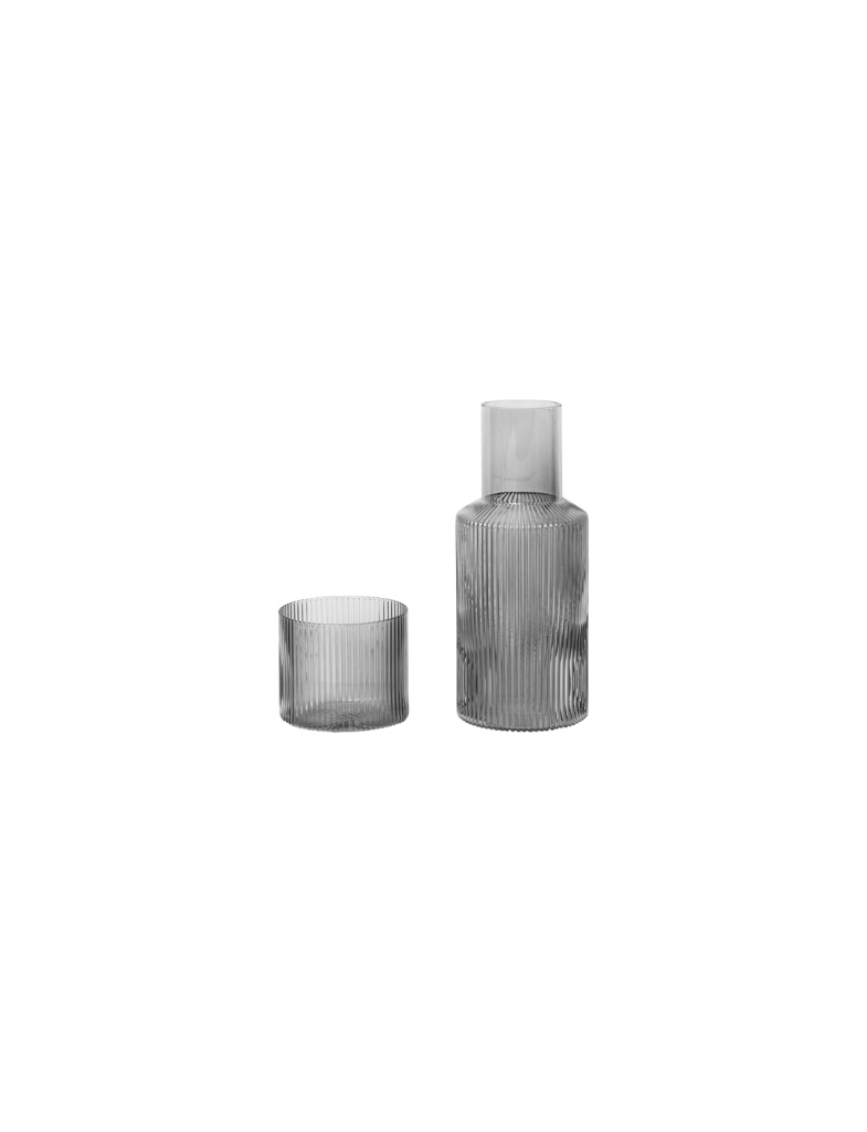 Ferm Living Ripple Small Carafe Set - Smoked Grey