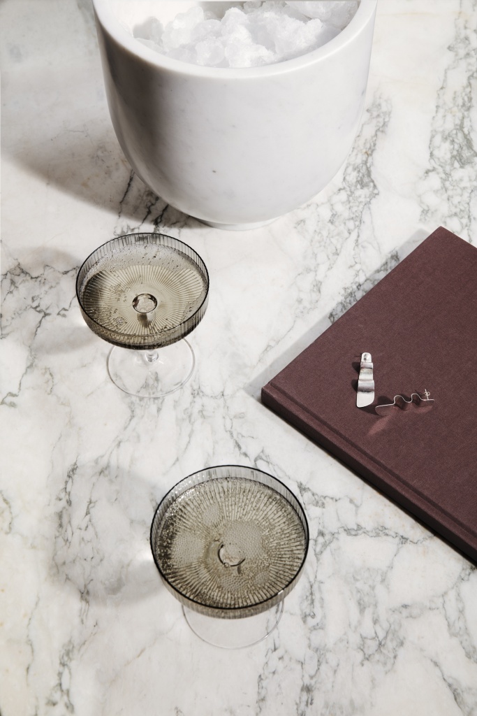 Ferm Living Ripple Champagne Saucer - Set of 2 - Smoked Grey