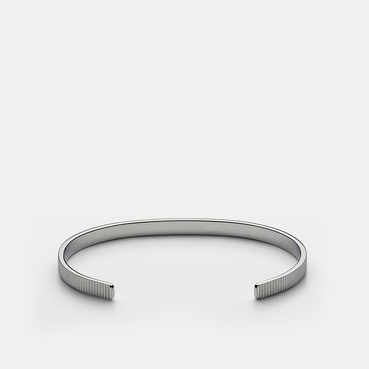 Skultuna Armband Ribbed Cuff Thin - Polished Steel