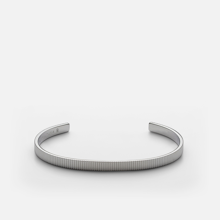 Skultuna Armband Ribbed Cuff Thin - Polished Steel