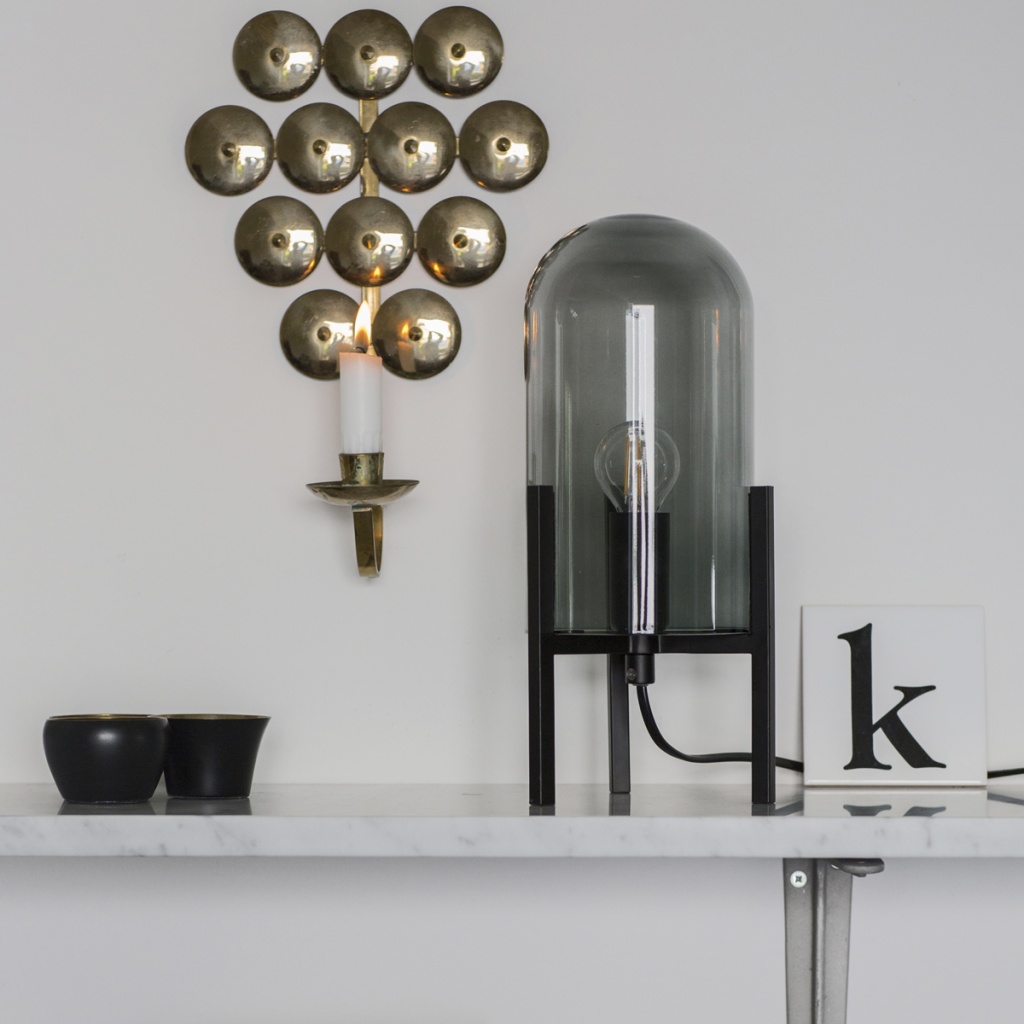 By Rydèns Bordlampa Smokey H30cm Svart/rökgrå