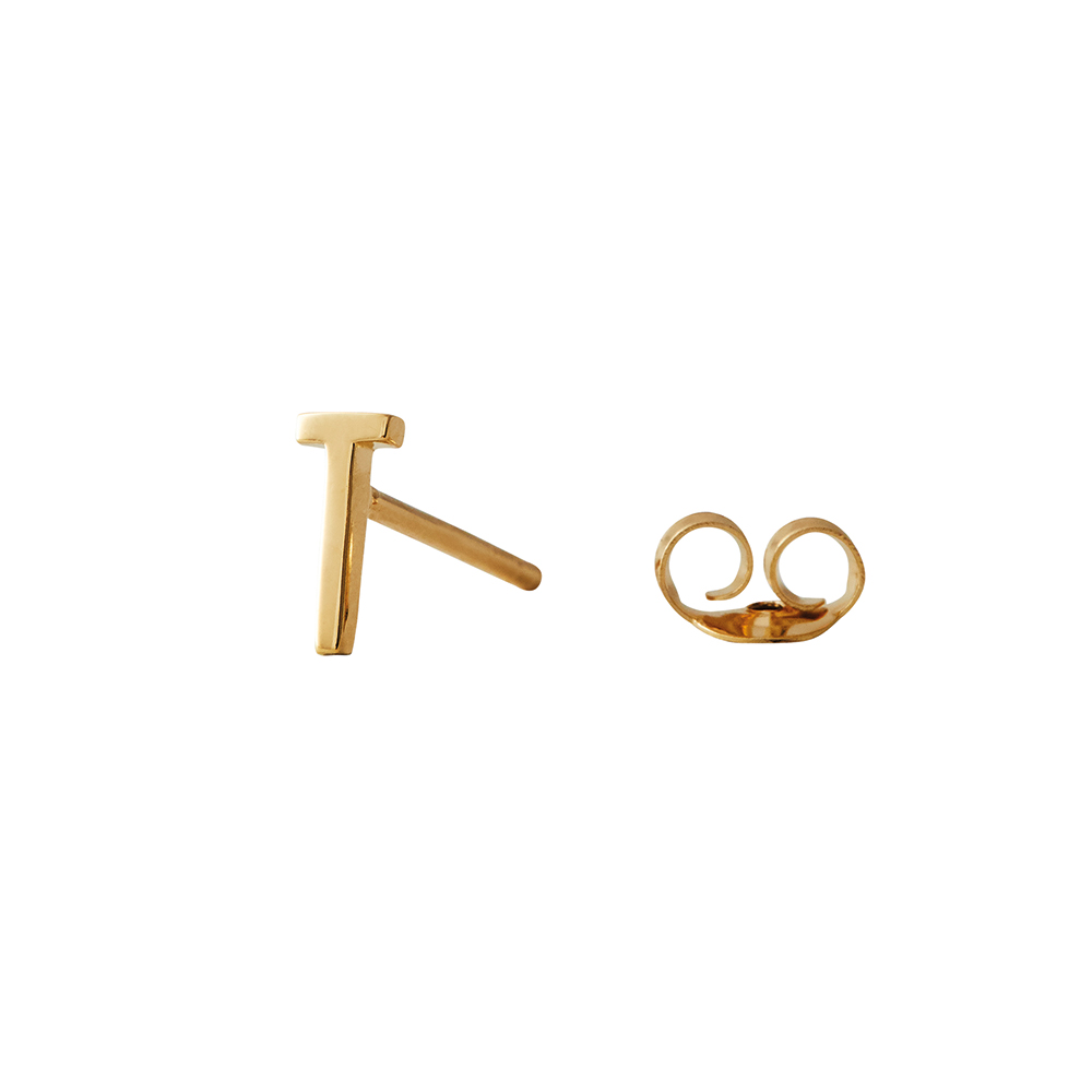 Design Letters Örhänge Guld Bokstav T