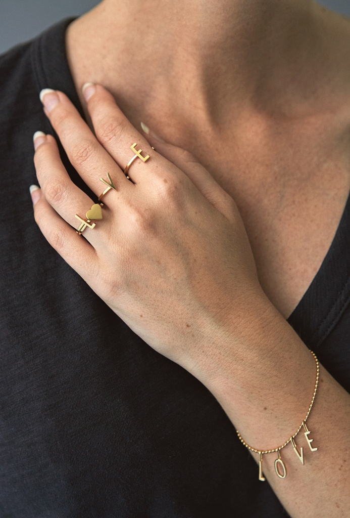Design Letters Ring A-Z Gold