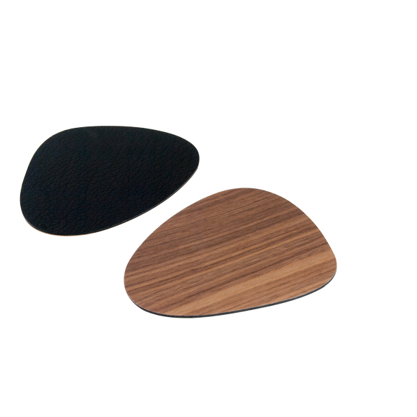 Lind DNA Glasunderlägg Double Curve 11x13 cm Double Wood Walnut/Softbull Black