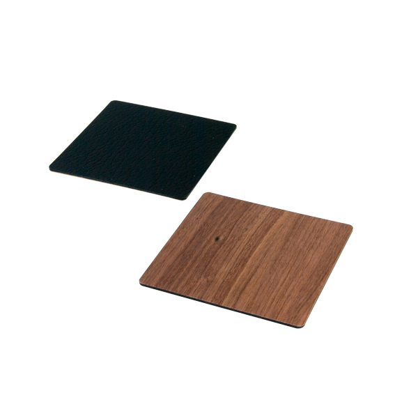 Lind DNA Glasunderlägg Double Square 10x10 cm Double Wood Walnut/Softbull Black