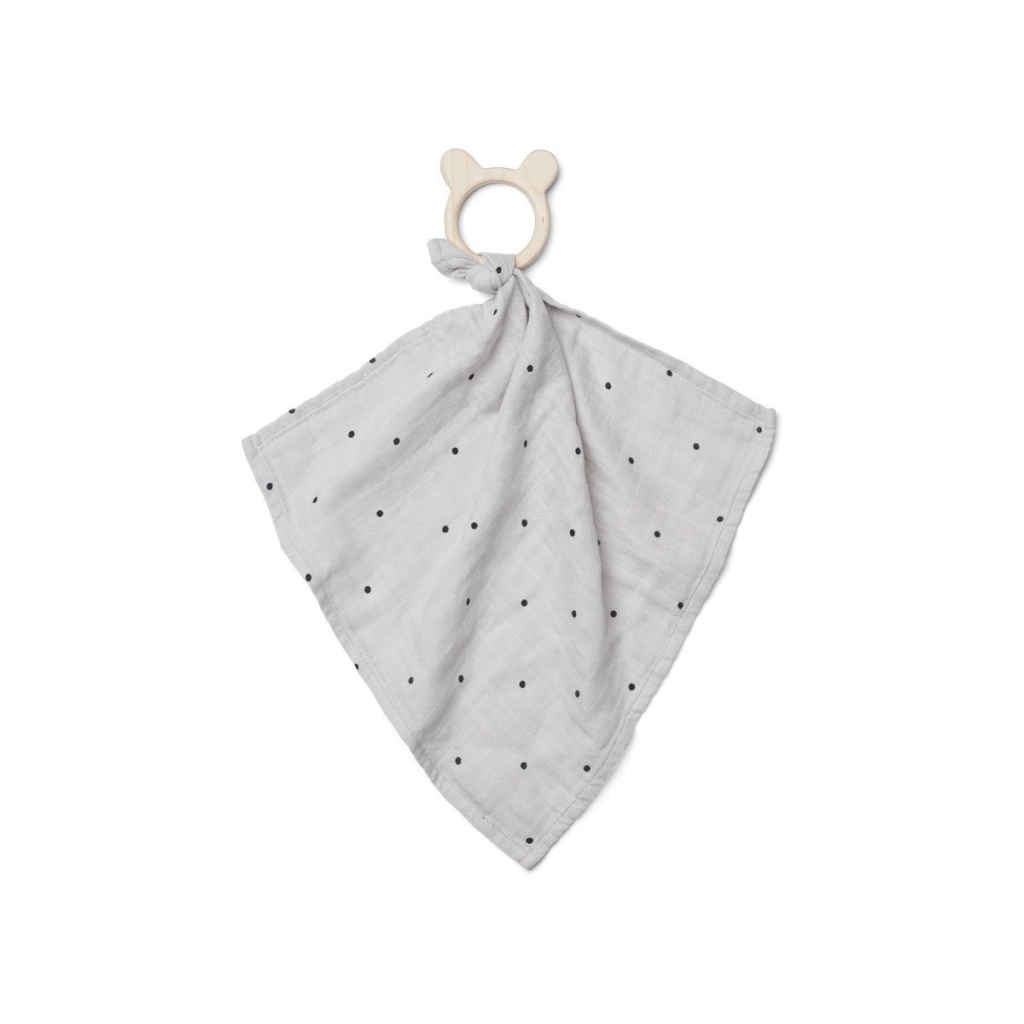 Liewood Dines Snuttefilt med bitring Dot Dumbo Grey