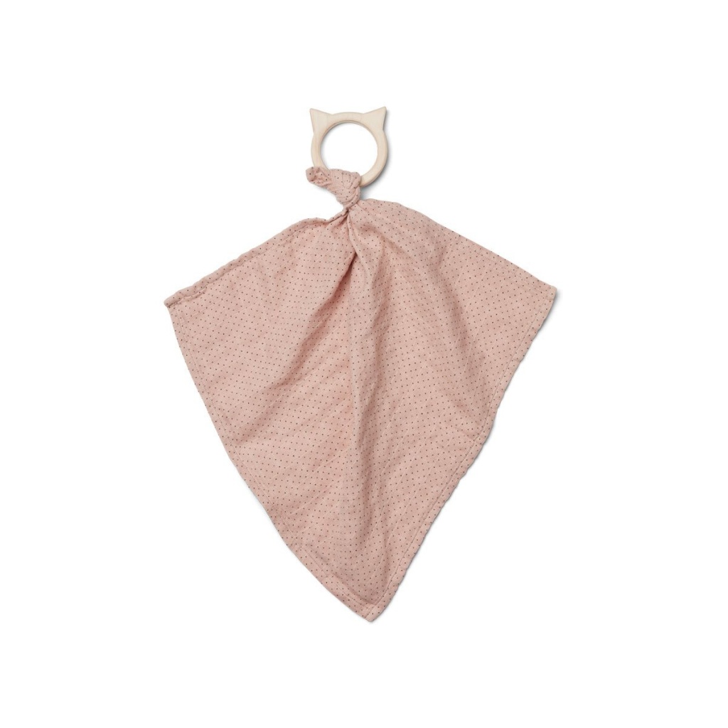 Liewood Dines Snuttefilt med bitring Little Dot Rose