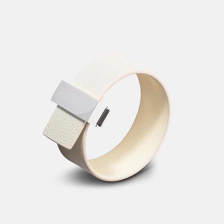 Skultuna Armband Clasp Leather Bracelet Thin Silver - White
