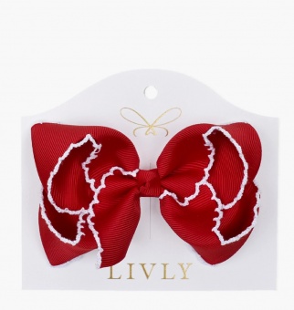 Rosett - Large - Solid Picot Bow - Scarlet