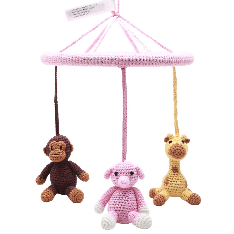 Mobil - Monkey, Giraffe and Elephant (light pink)