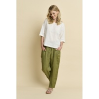 Elton Gerda Linne Byxor Olive Green