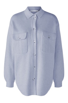Oui Stickad Skjortjacka Blue