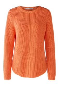 Oui Stickad Bomulls Tröja Orange Melange