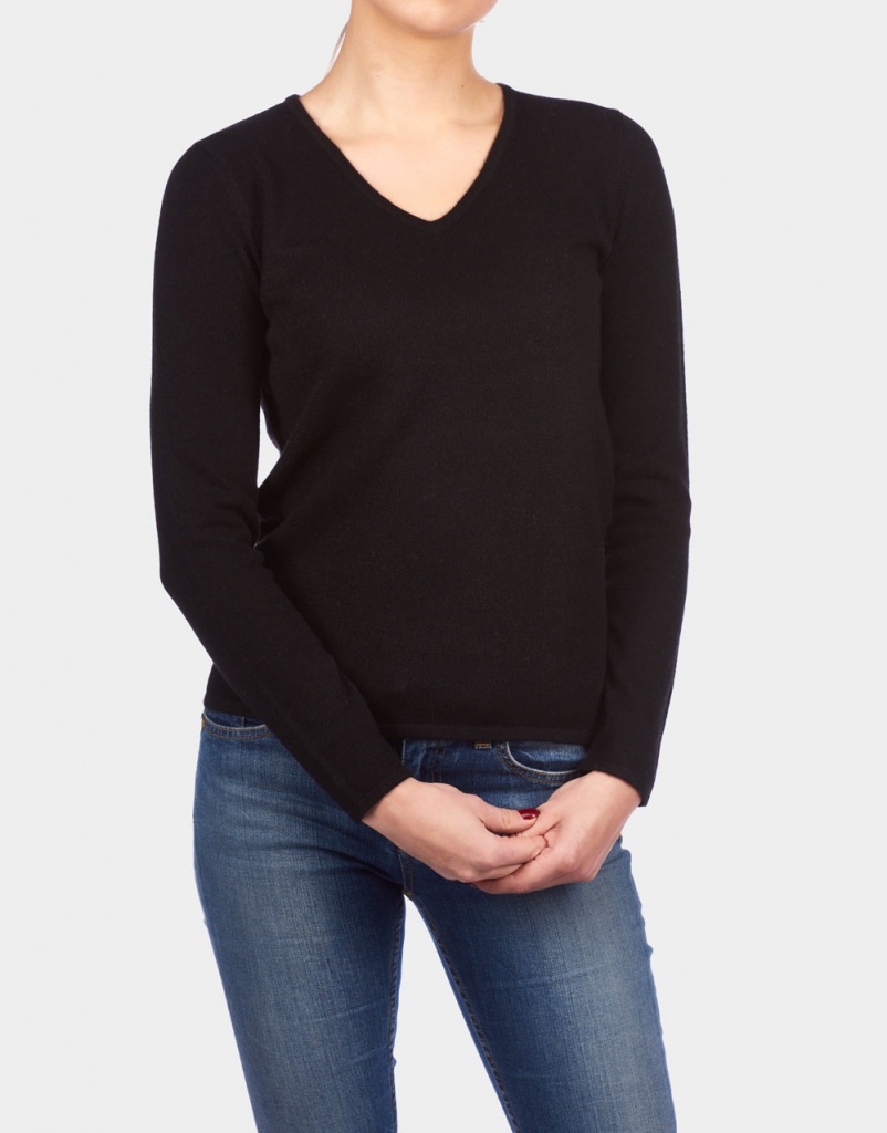 black sweater v neck