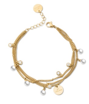 Liz multi charm bracelet, pearl gold