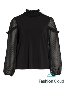VISANSA HIGH NECK L/S FLOUNCE TOP/SU