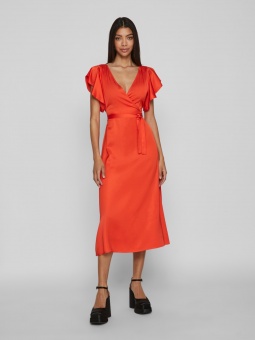 VICAROLINA S/S V-NECK MIDI DRESS