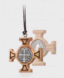 Benedictus-krucifix, 4,5 cm, trä, kvadratiskt