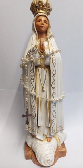 Madonna Fatima m krona och rosenkr, 25cm