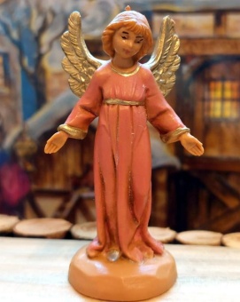 Krubbfigur, Ängel 6,5 cm rosa stående
