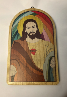 Jesu Hjärta-tavla, trä, valvformad