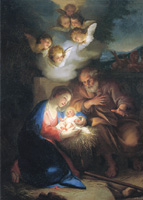 Julkort, Den Heliga Natten (Mengs, 1700-t)